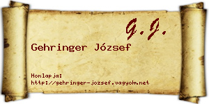 Gehringer József névjegykártya