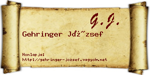 Gehringer József névjegykártya